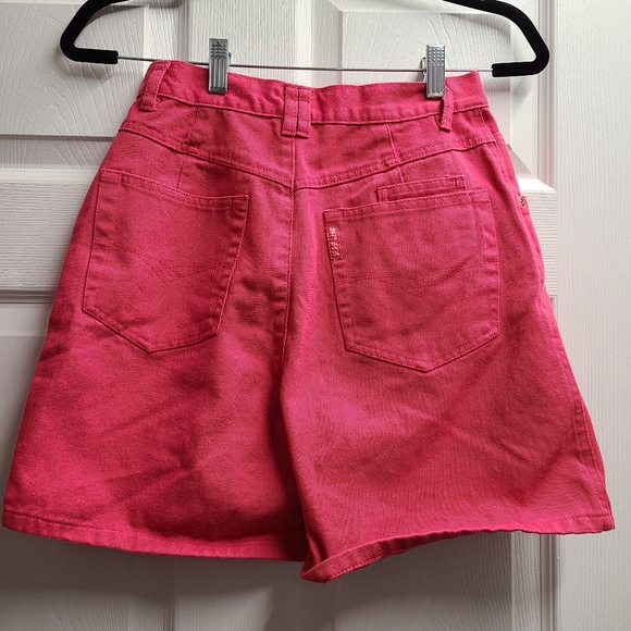 Vintage 90s High Waisted Hot Pink Mom Jean Shorts - Picture 3 of 5